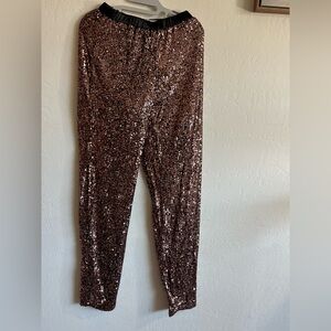 Sequin Pants in Shimmering Brown